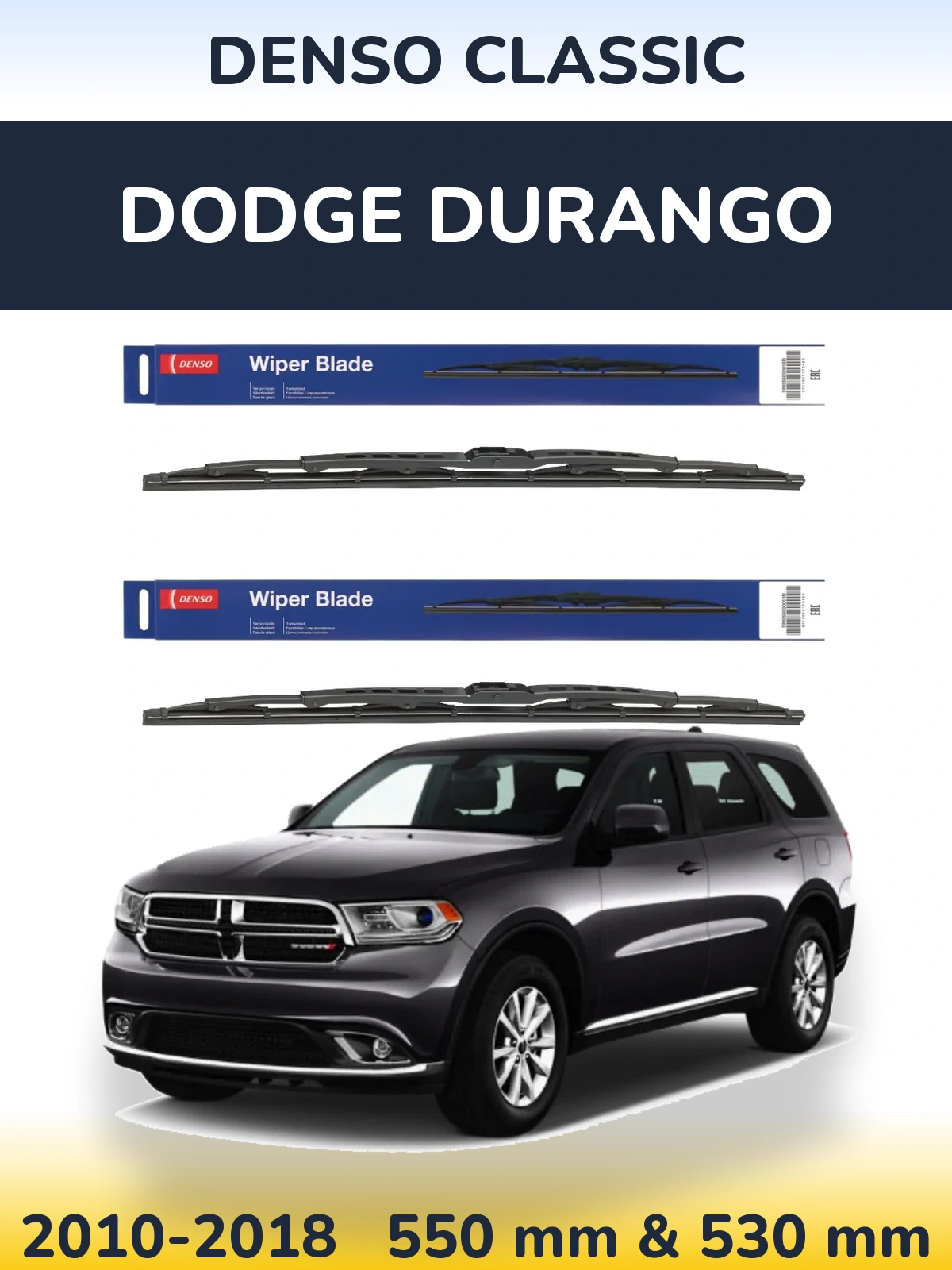 Sada předních stěračů Denso Classic 550 a 530 mm pro Dodge Durango 2010-2018