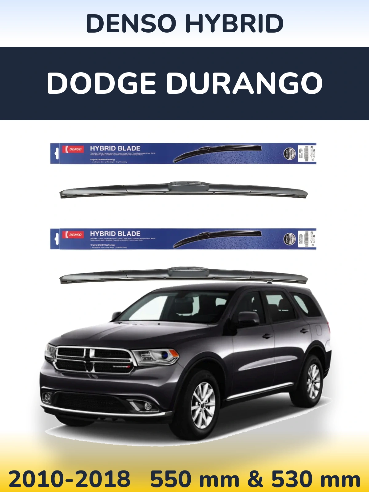 Sada předních stěračů Denso Hybrid 550 a 530 mm pro Dodge Durango 2010-2018