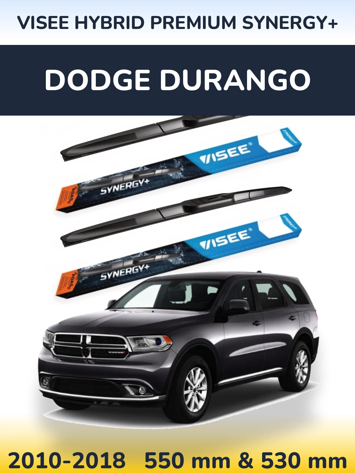 Sada předních stěračů VISEE HYBRID PREMIUM SYNERGY+ 550 a 530 mm pro Dodge Durango 2010-2018