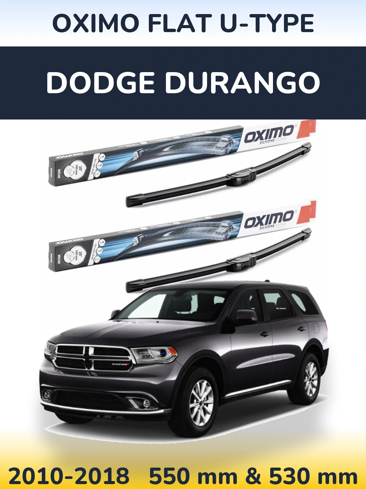 Sada předních stěračů Oximo Flat U-type 550 a 530 mm pro Dodge Durango 2010-2018