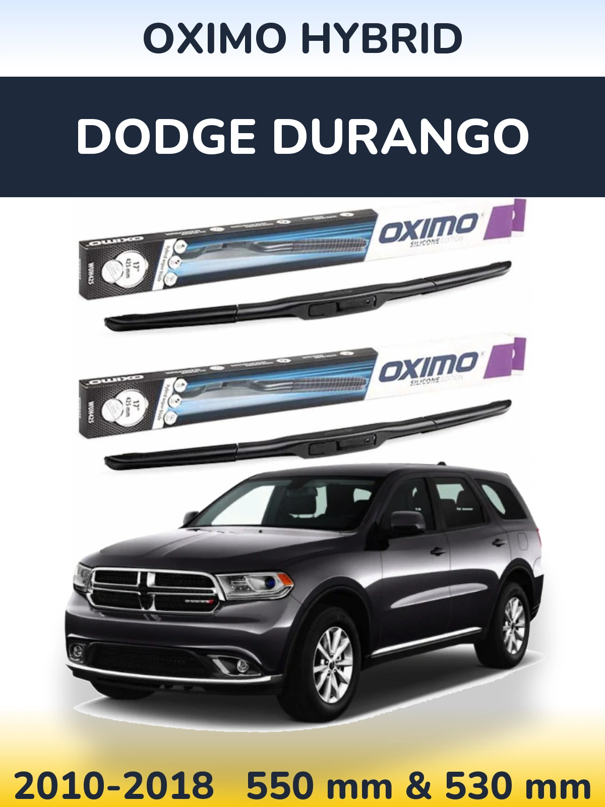 Sada předních stěračů Oximo Hybrid 550 a 530 mm pro Dodge Durango 2010-2018