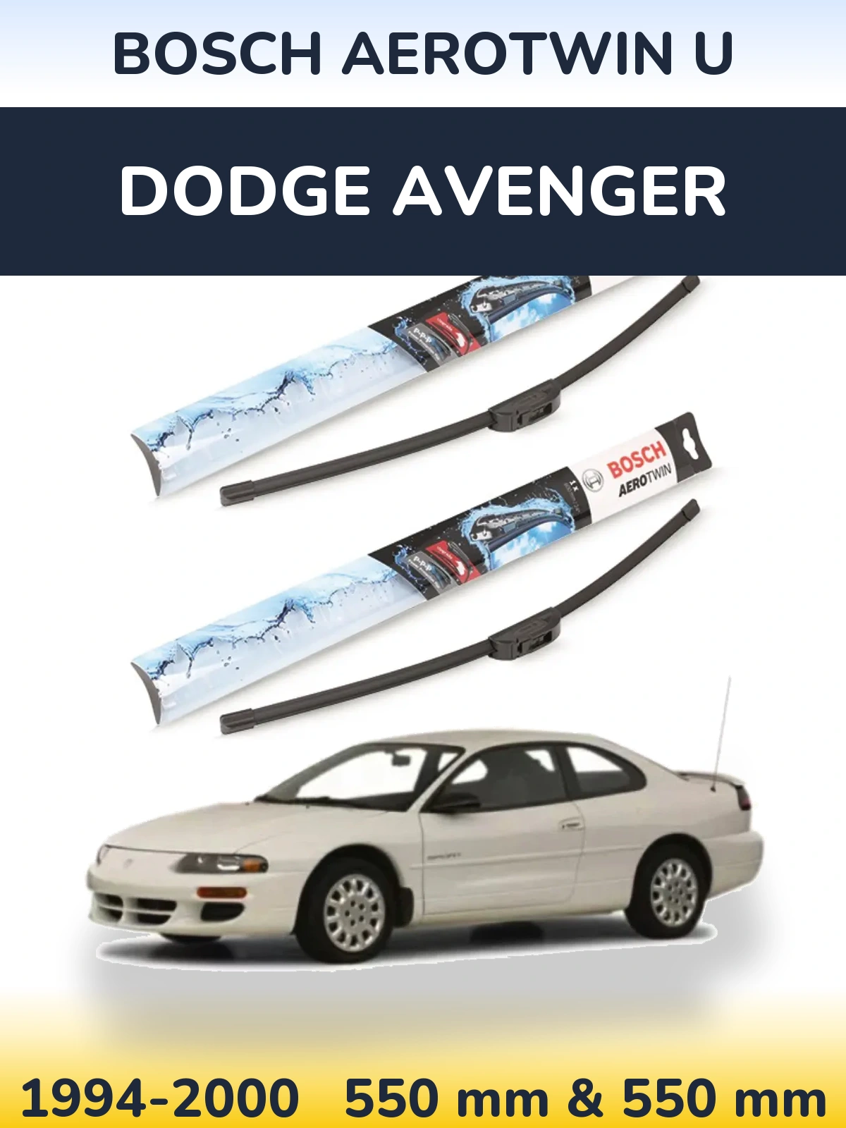 Sada předních stěračů BOSCH AeroTwin U 550 a 550 mm pro Dodge Avenger 1994-2000