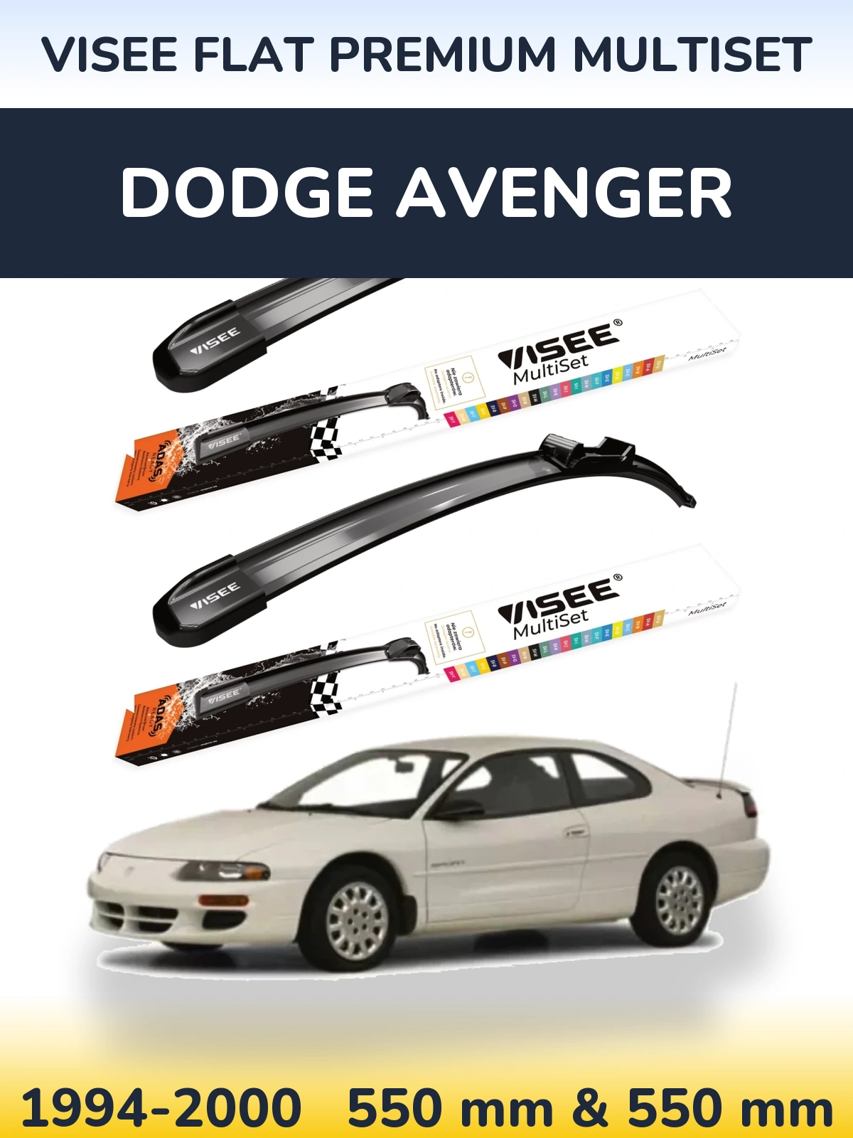Sada předních stěračů VISEE FLAT PREMIUM MultiSet 550 a 550 mm pro Dodge Avenger 1994-2000