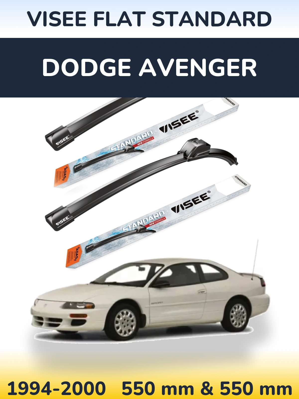 Sada předních stěračů VISEE FLAT STANDARD 550 a 550 mm pro Dodge Avenger 1994-2000