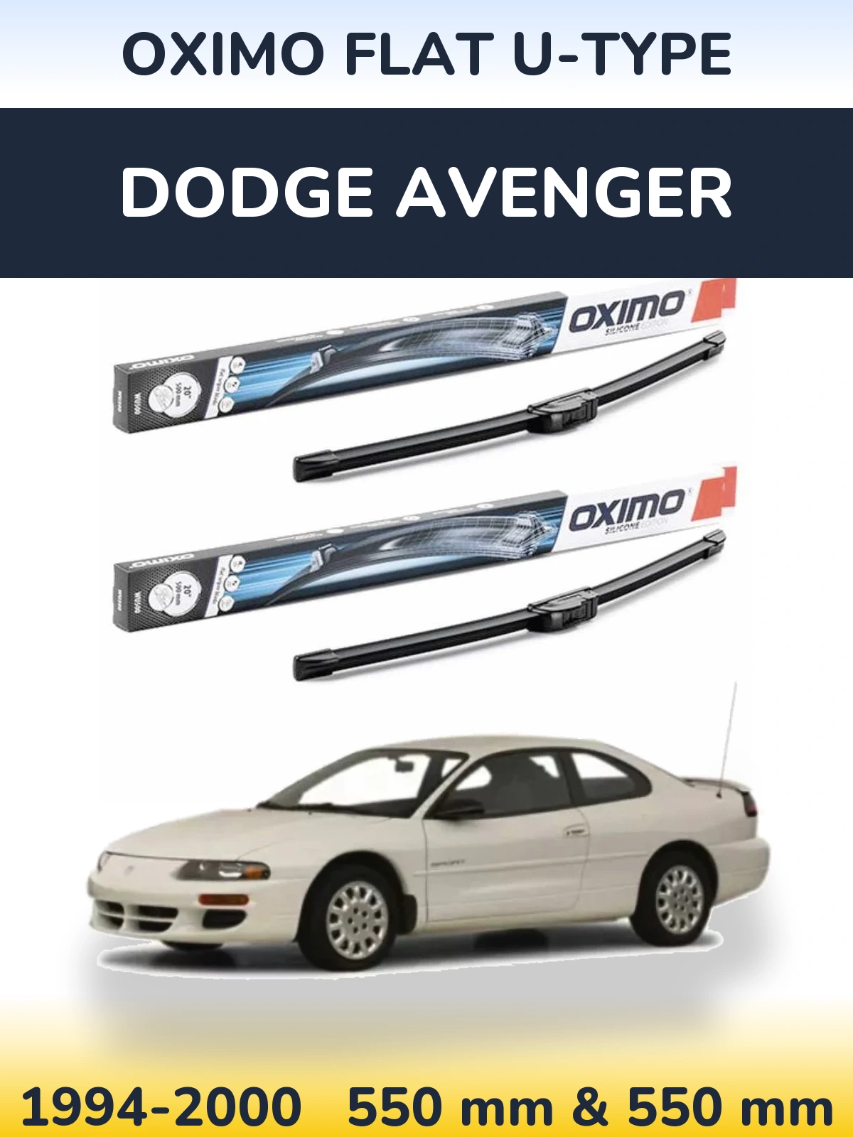 Sada předních stěračů Oximo Flat U-type 550 a 550 mm pro Dodge Avenger 1994-2000