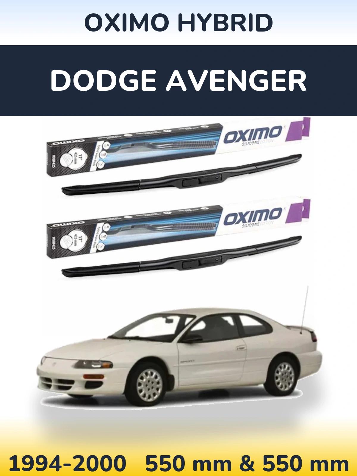 Sada předních stěračů Oximo Hybrid 550 a 550 mm pro Dodge Avenger 1994-2000