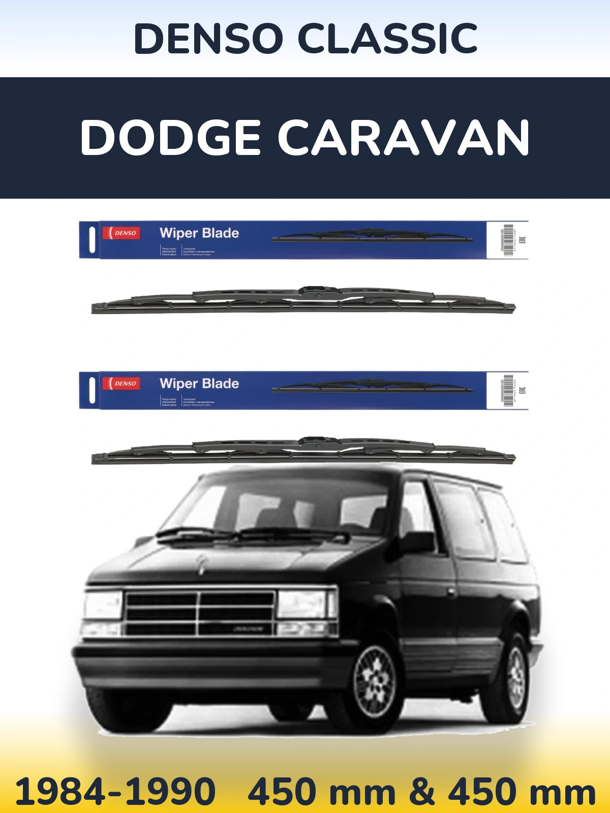 Sada předních stěračů Denso Classic 450 a 450 mm pro Dodge Caravan 1984-1990