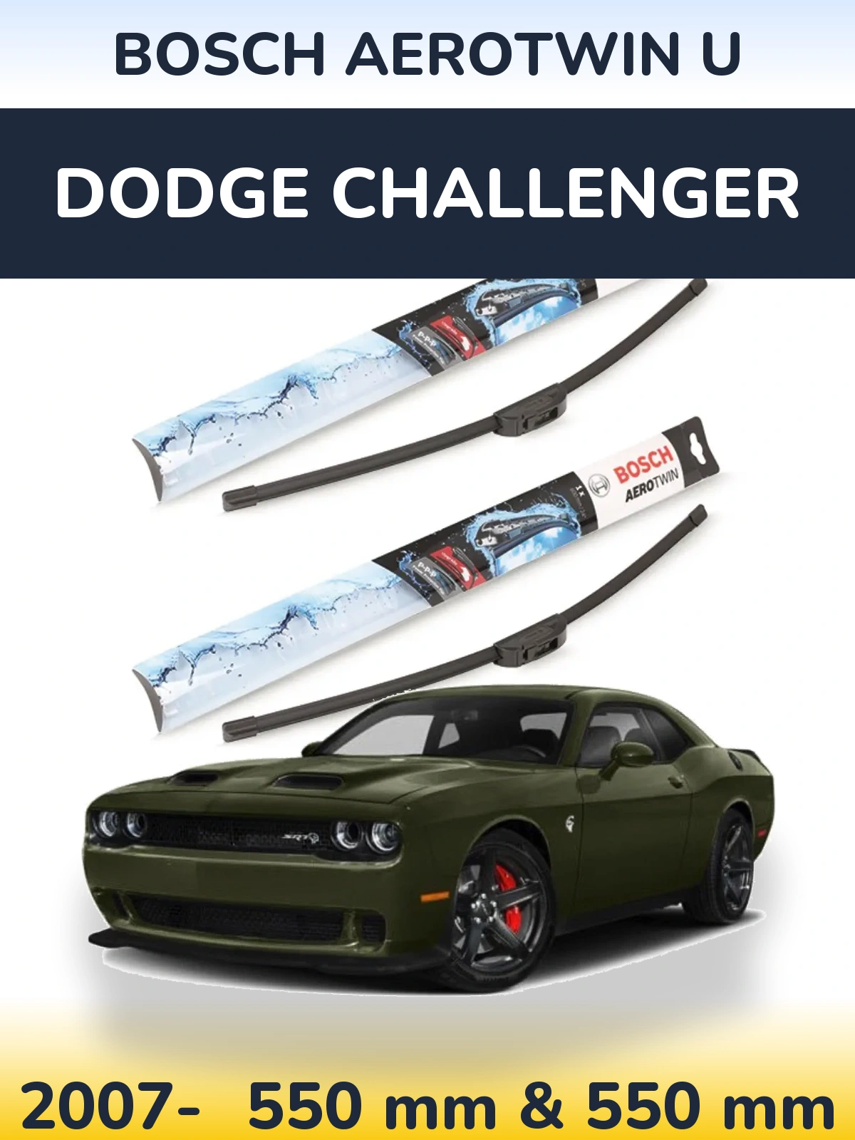 Комплект передніх щіток BOSCH AeroTwin U 550 & 550 мм для Dodge Challenger 2007-2026
