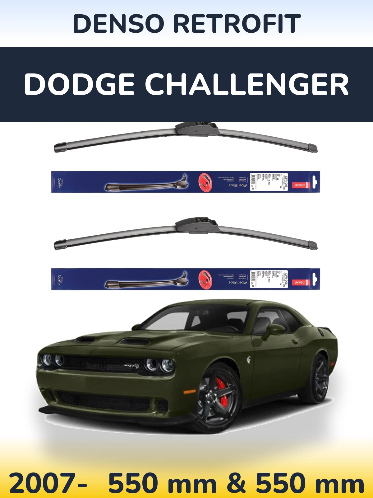 Комплект передніх щіток Denso Retrofit 550 & 550 мм для Dodge Challenger 2007-2026