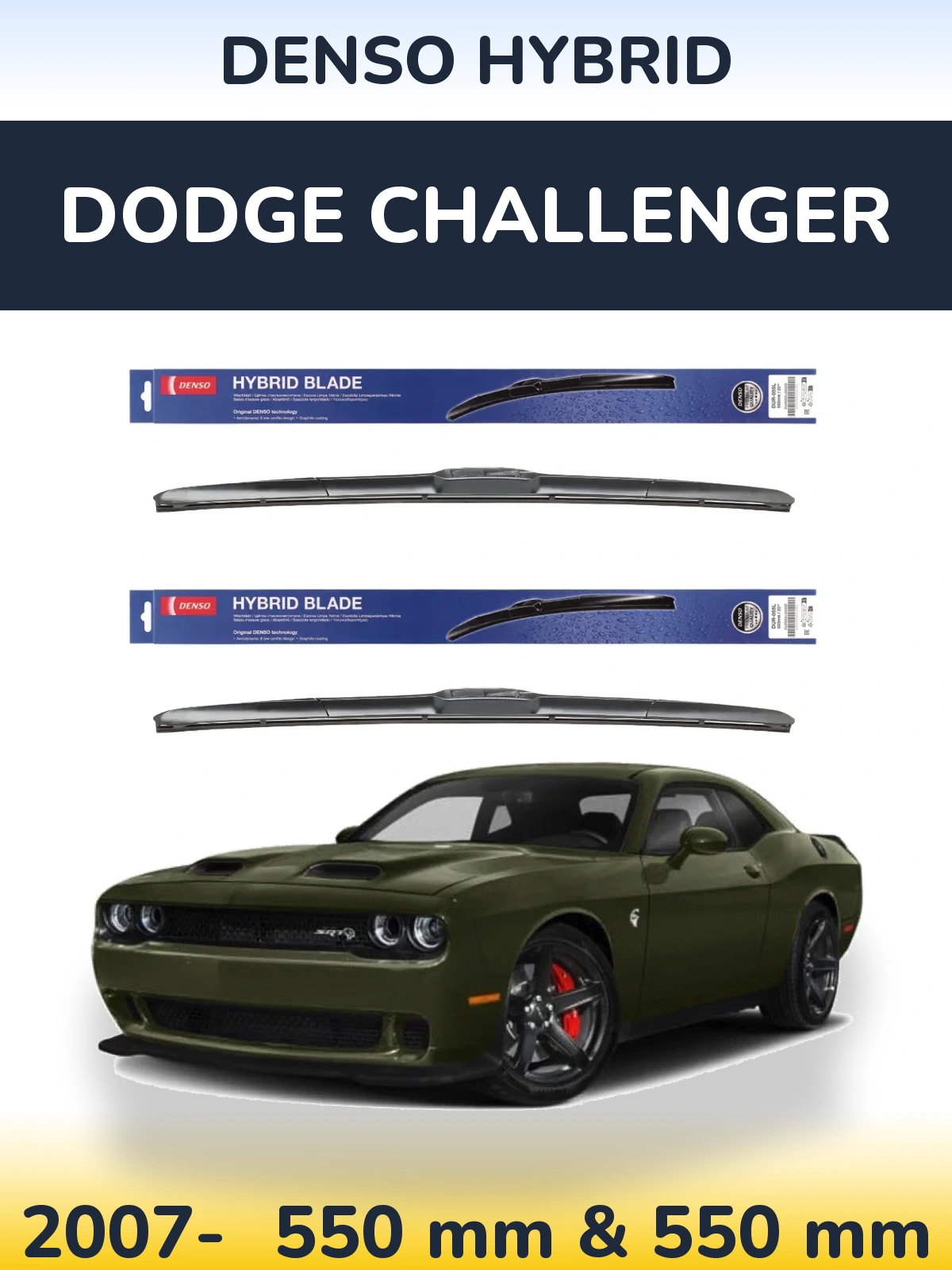 Sada předních stěračů Denso Hybrid 550 a 550 mm pro Dodge Challenger 2007-2026