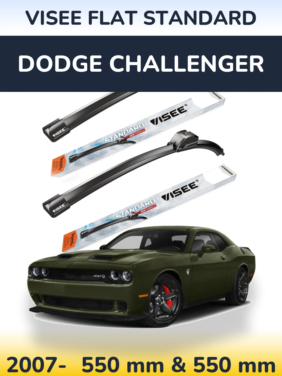Sada předních stěračů VISEE FLAT STANDARD 550 a 550 mm pro Dodge Challenger 2007-2026