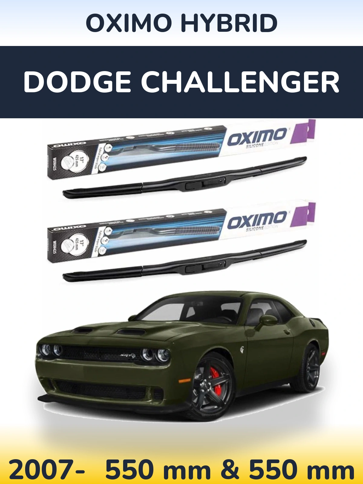 Комплект передніх щіток Oximo Hybrid 550 & 550 мм для Dodge Challenger 2007-2026