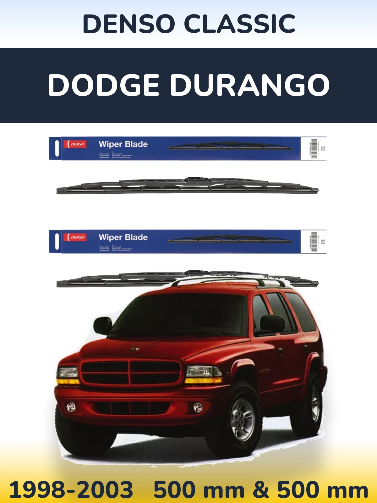 Sada předních stěračů Denso Classic 500 a 500 mm pro Dodge Durango 1998-2003