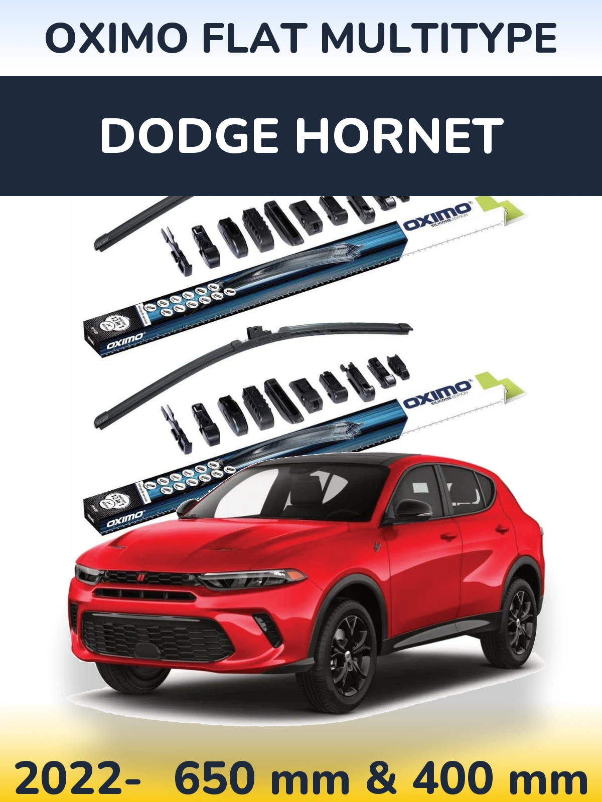Sada předních stěračů Oximo Flat MultiType 650 a 400 mm pro Dodge Hornet 2022-2026