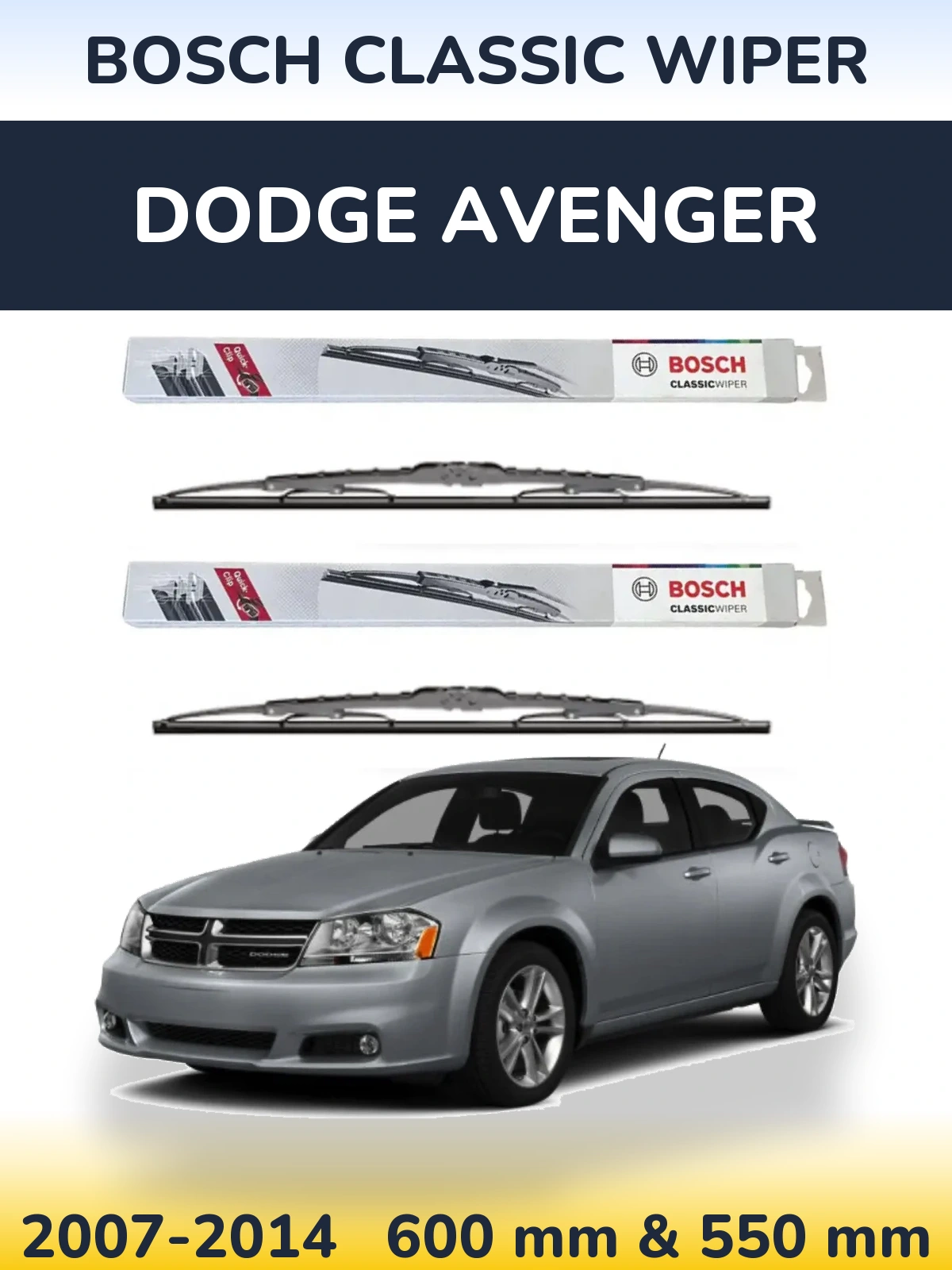 Sada předních stěračů BOSCH Classic Wiper 600 a 550 mm pro Dodge Avenger 2007-2014