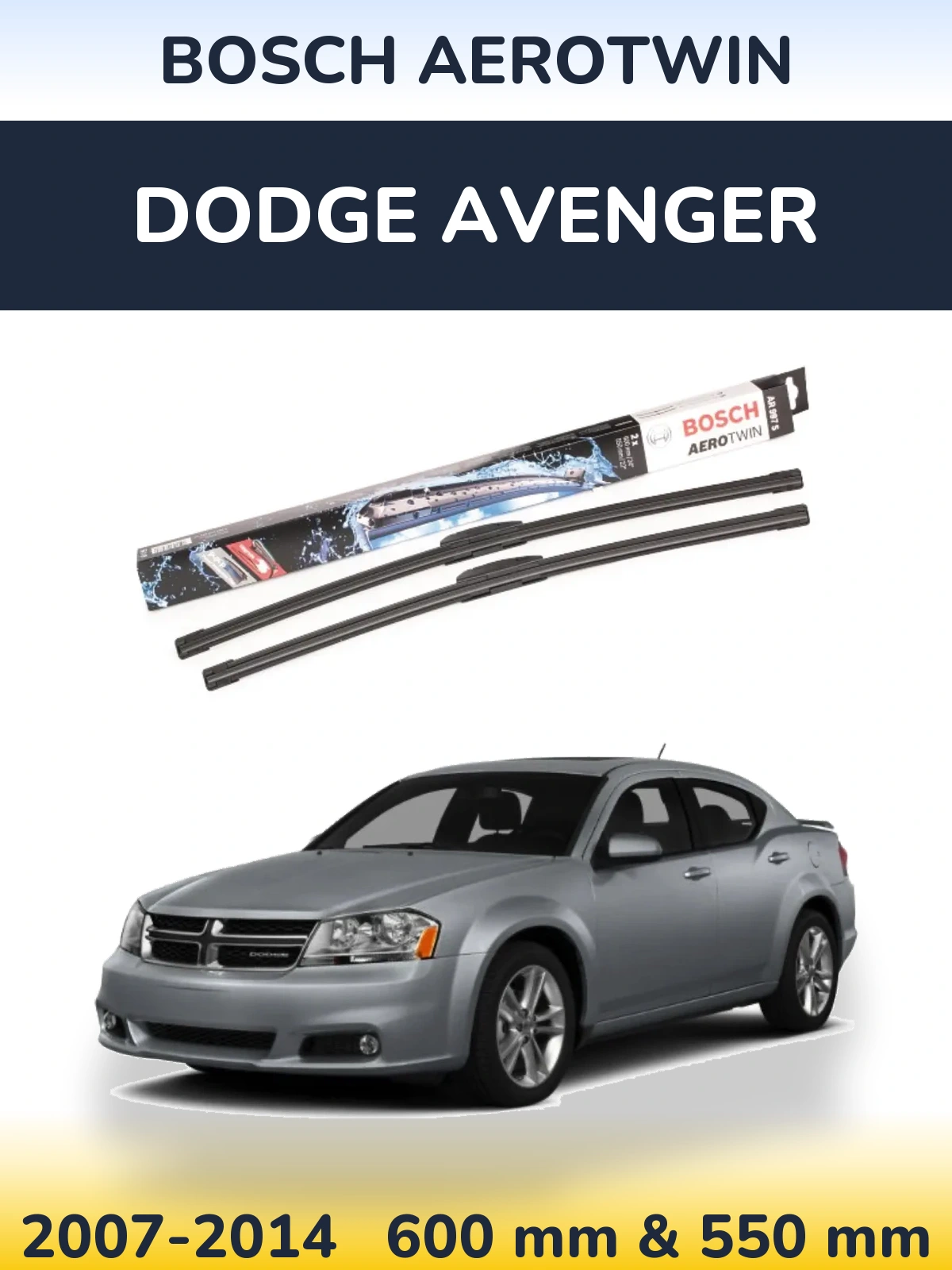 Sada předních stěračů BOSCH AeroTwin 600 a 550 mm pro Dodge Avenger 2007-2014