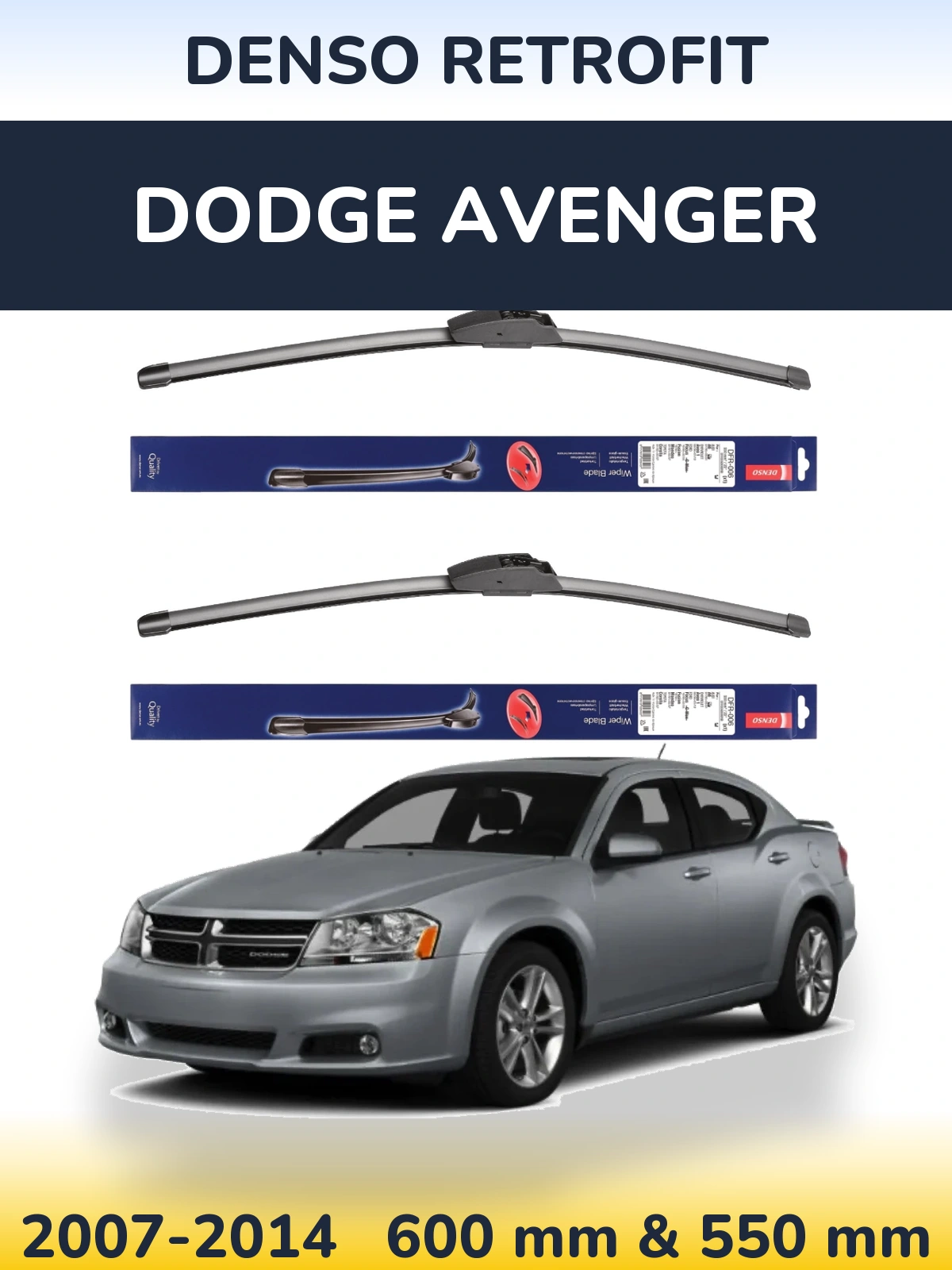 Комплект передніх щіток Denso Retrofit 600 & 550 мм для Dodge Avenger 2007-2014