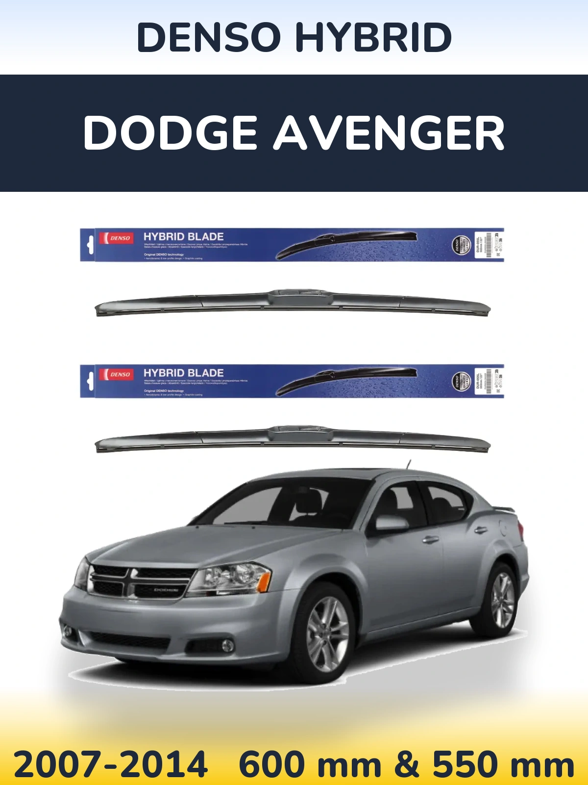 Sada předních stěračů Denso Hybrid 600 a 550 mm pro Dodge Avenger 2007-2014