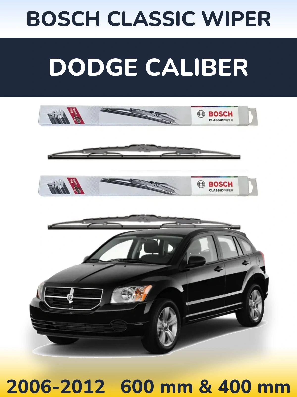 Sada předních stěračů BOSCH Classic Wiper 600 a 400 mm pro Dodge Caliber 2006-2012