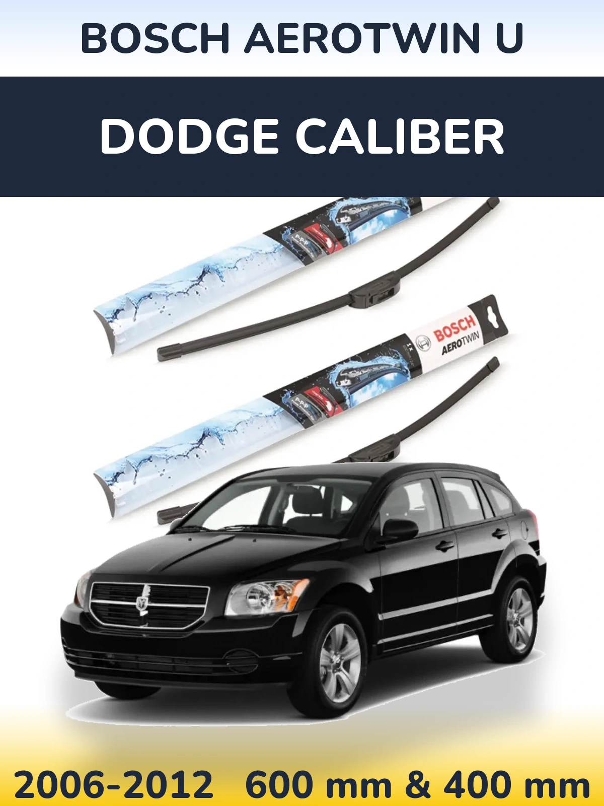 Sada předních stěračů BOSCH AeroTwin U 600 a 400 mm pro Dodge Caliber 2006-2012