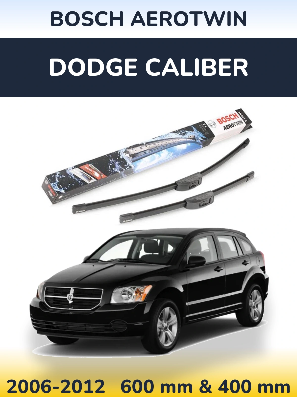 Sada předních stěračů BOSCH AeroTwin 600 a 400 mm pro Dodge Caliber 2006-2012
