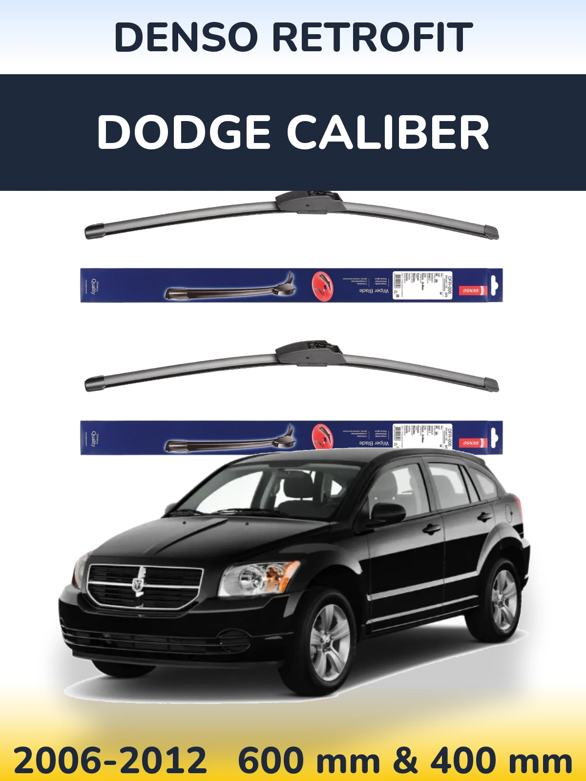 Sada předních stěračů Denso Retrofit 600 a 400 mm pro Dodge Caliber 2006-2012