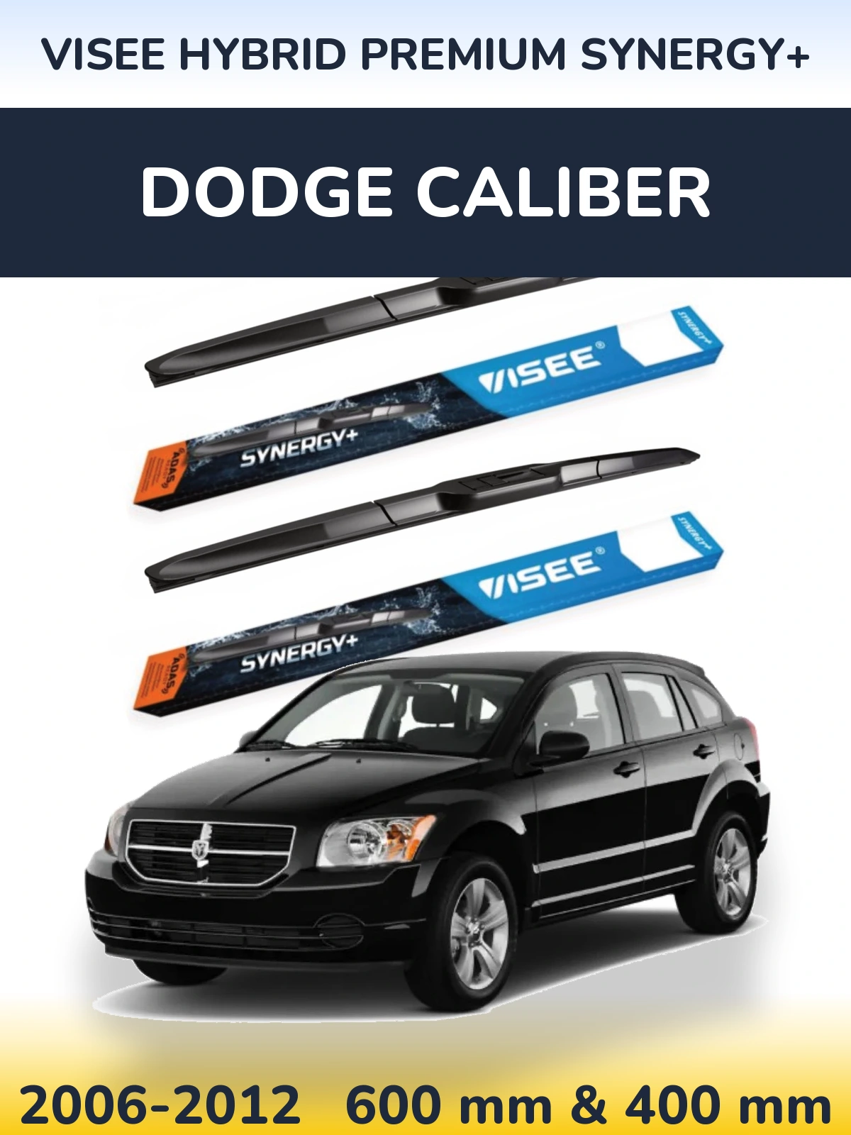 Sada předních stěračů VISEE HYBRID PREMIUM SYNERGY+ 600 a 400 mm pro Dodge Caliber 2006-2012