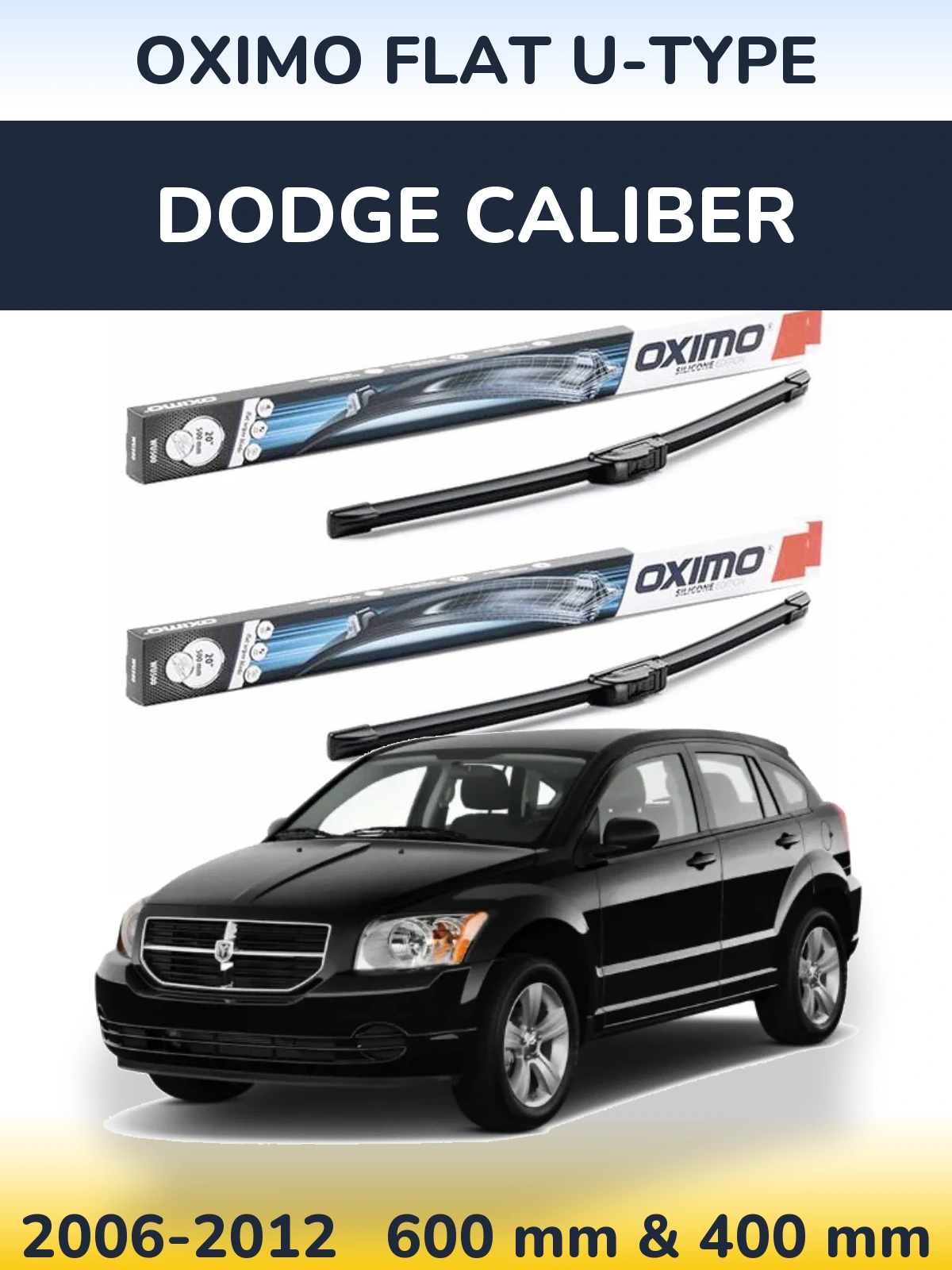 Sada předních stěračů Oximo Flat U-type 600 a 400 mm pro Dodge Caliber 2006-2012