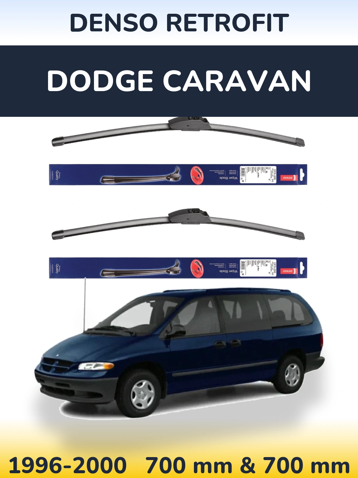 Sada předních stěračů Denso Retrofit 700 a 700 mm pro Dodge Caravan 1996-2000