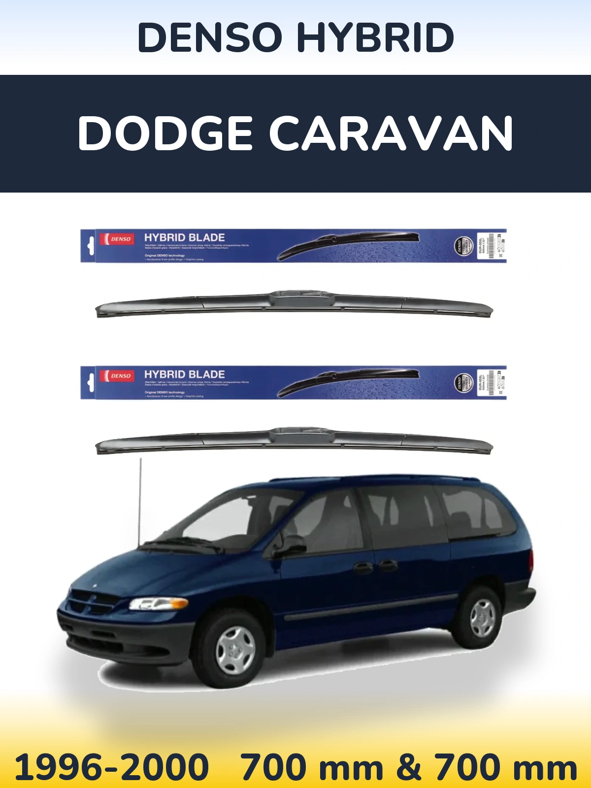 Sada předních stěračů Denso Hybrid 700 a 700 mm pro Dodge Caravan 1996-2000
