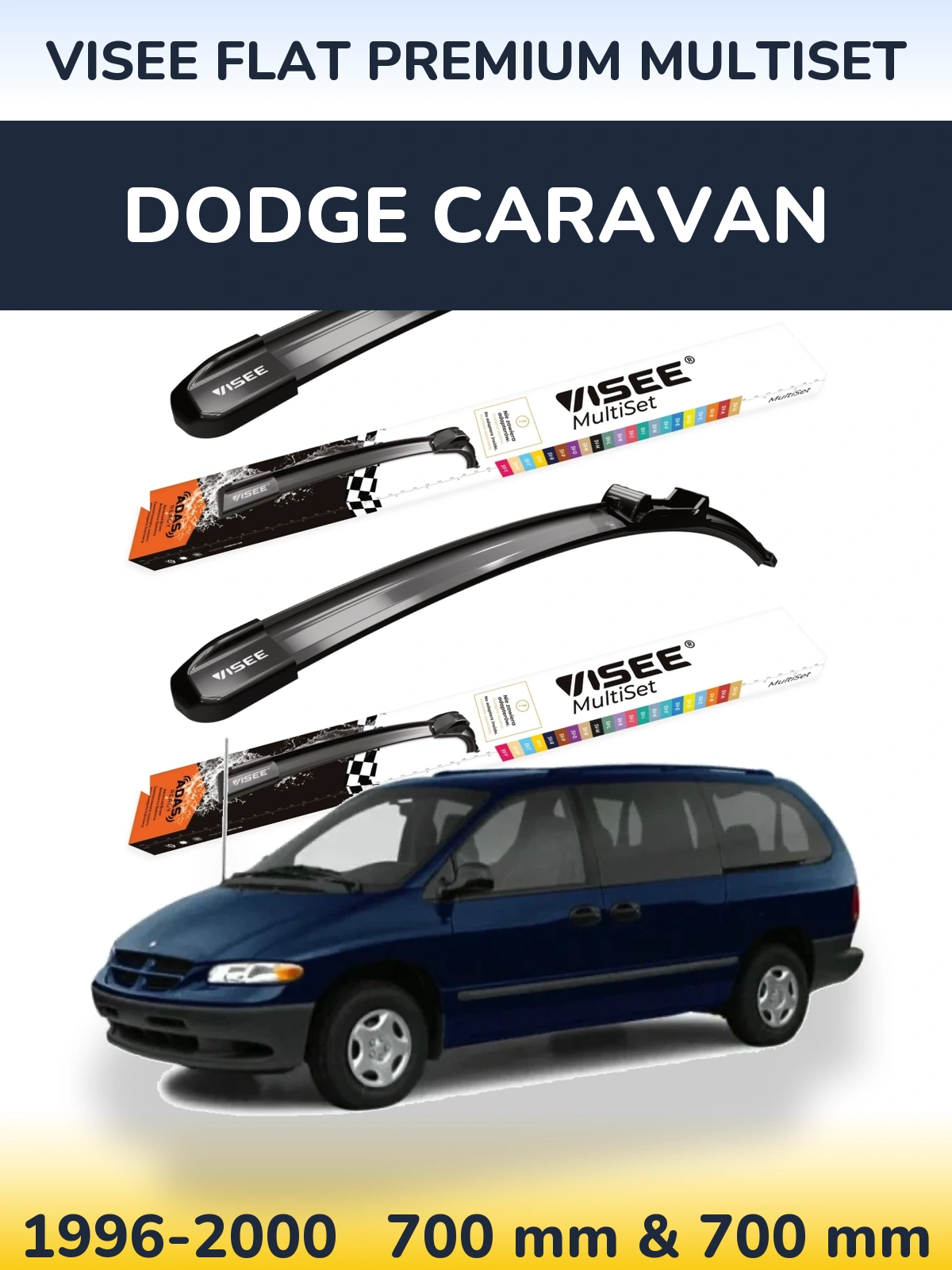 Sada předních stěračů VISEE FLAT PREMIUM MultiSet 700 a 700 mm pro Dodge Caravan 1996-2000