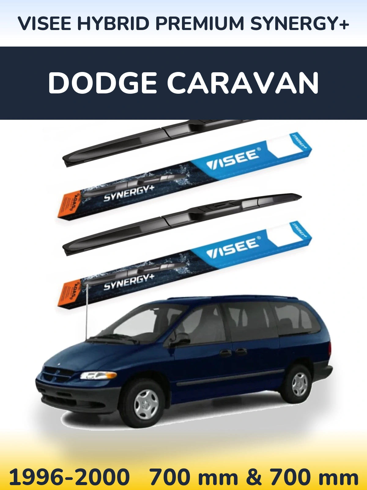 Sada předních stěračů VISEE HYBRID PREMIUM SYNERGY+ 700 a 700 mm pro Dodge Caravan 1996-2000