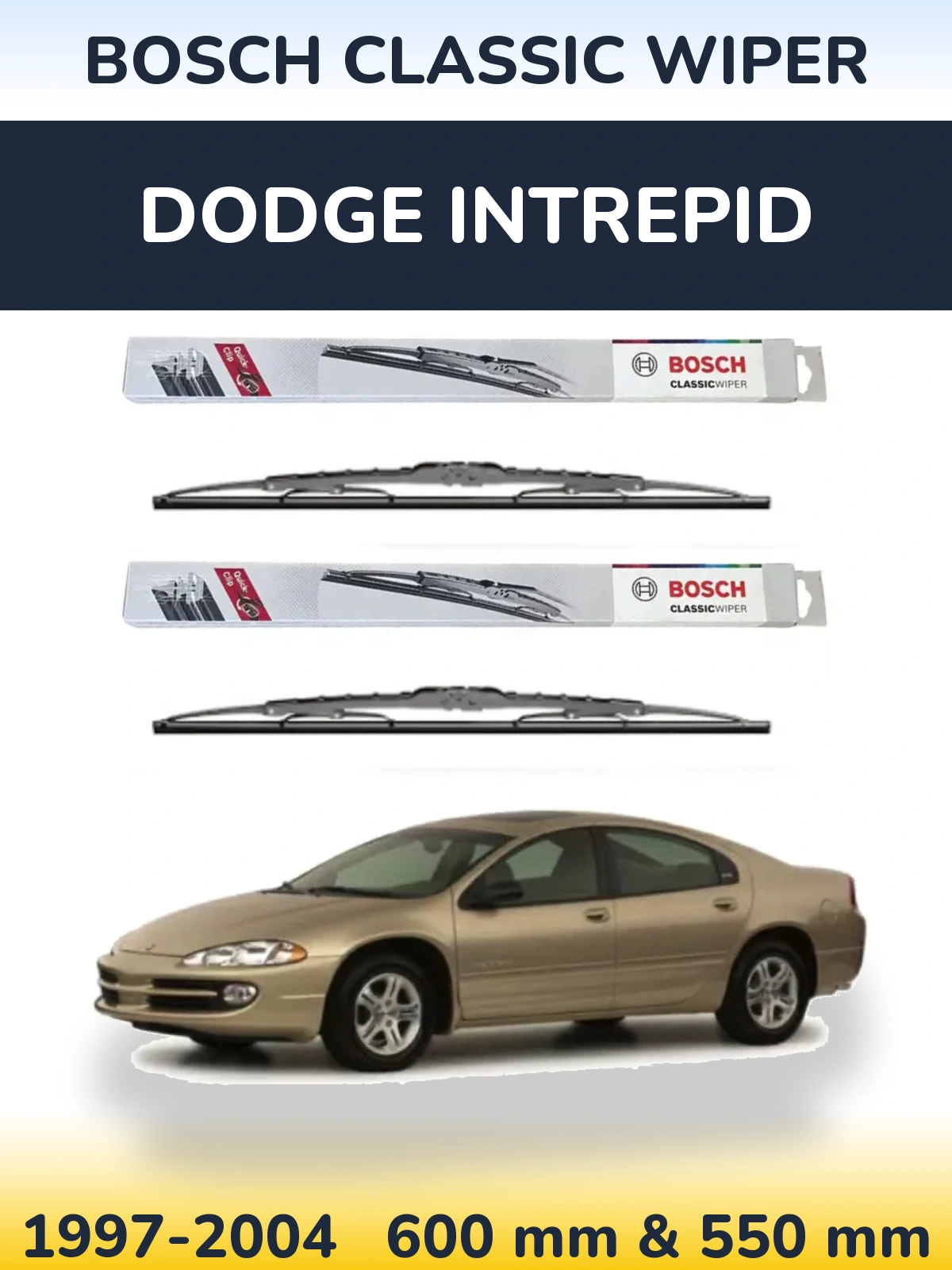 Sada předních stěračů BOSCH Classic Wiper 600 a 550 mm pro Dodge Intrepid 1997-2004