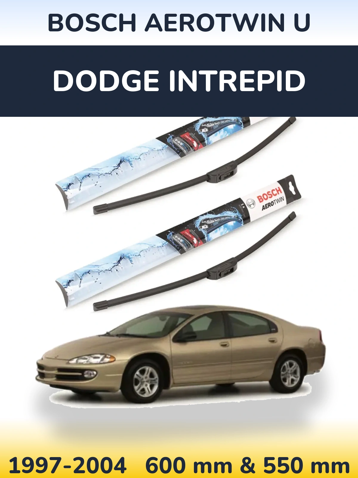 Sada předních stěračů BOSCH AeroTwin U 600 a 550 mm pro Dodge Intrepid 1997-2004