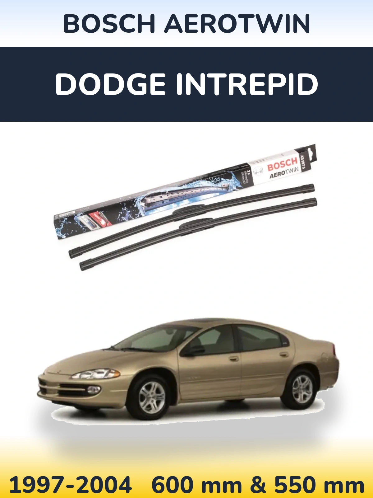 Sada předních stěračů BOSCH AeroTwin 600 a 550 mm pro Dodge Intrepid 1997-2004
