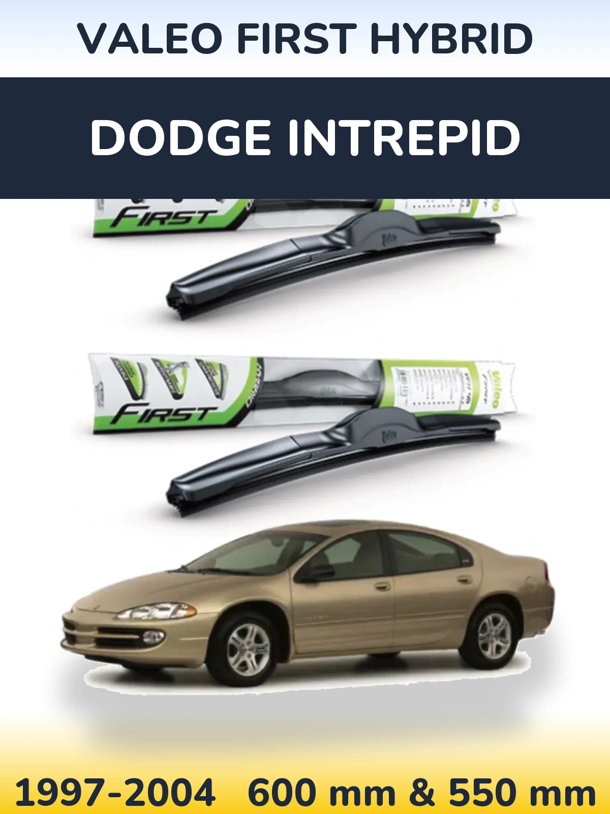Sada předních stěračů Valeo First Hybrid 600 a 550 mm pro Dodge Intrepid 1997-2004