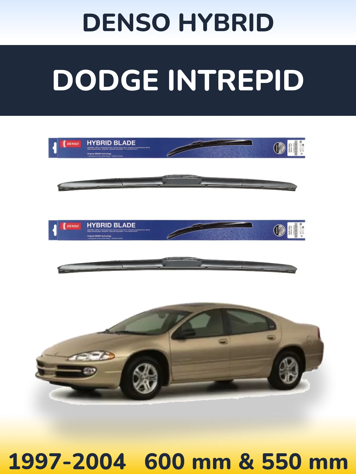 Sada předních stěračů Denso Hybrid 600 a 550 mm pro Dodge Intrepid 1997-2004