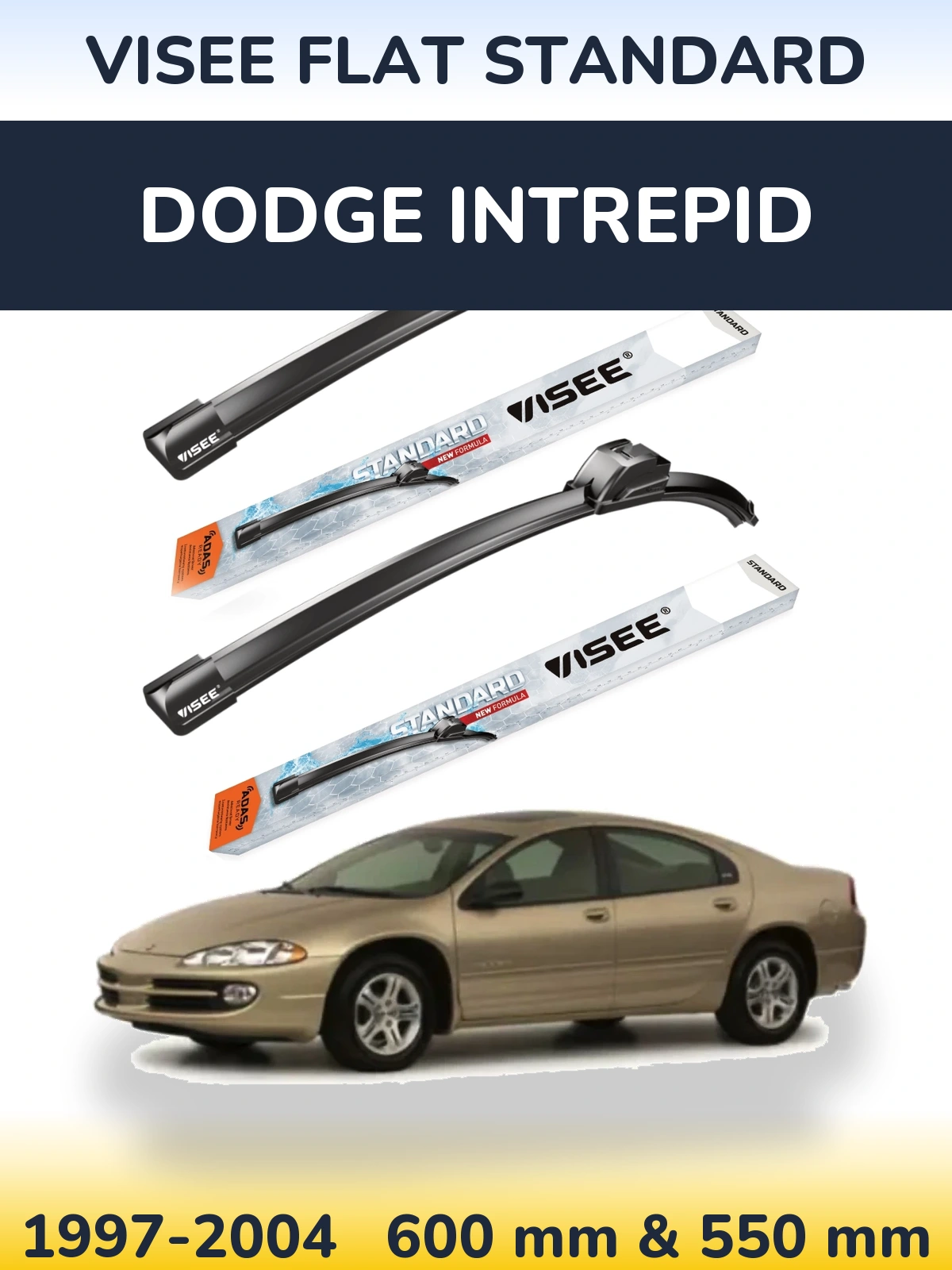 Sada předních stěračů VISEE FLAT STANDARD 600 a 550 mm pro Dodge Intrepid 1997-2004