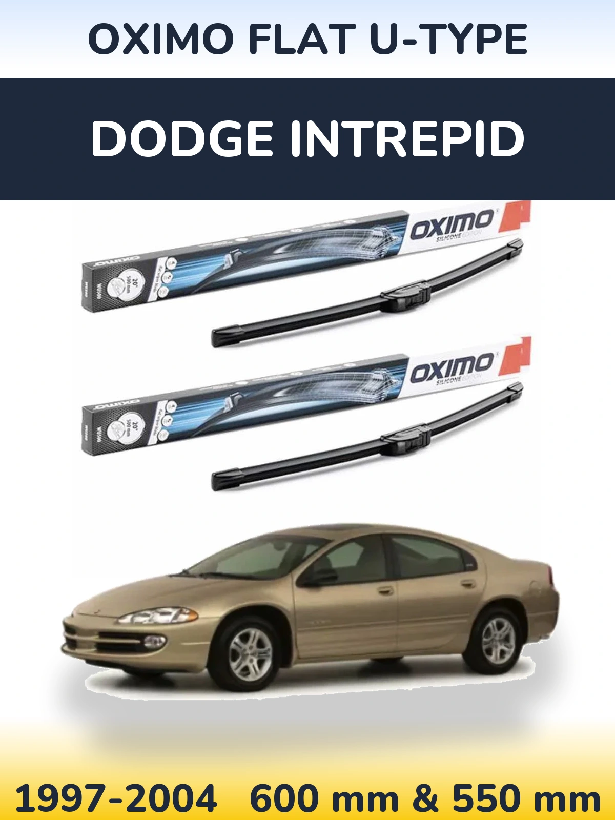 Sada předních stěračů Oximo Flat U-type 600 a 550 mm pro Dodge Intrepid 1997-2004