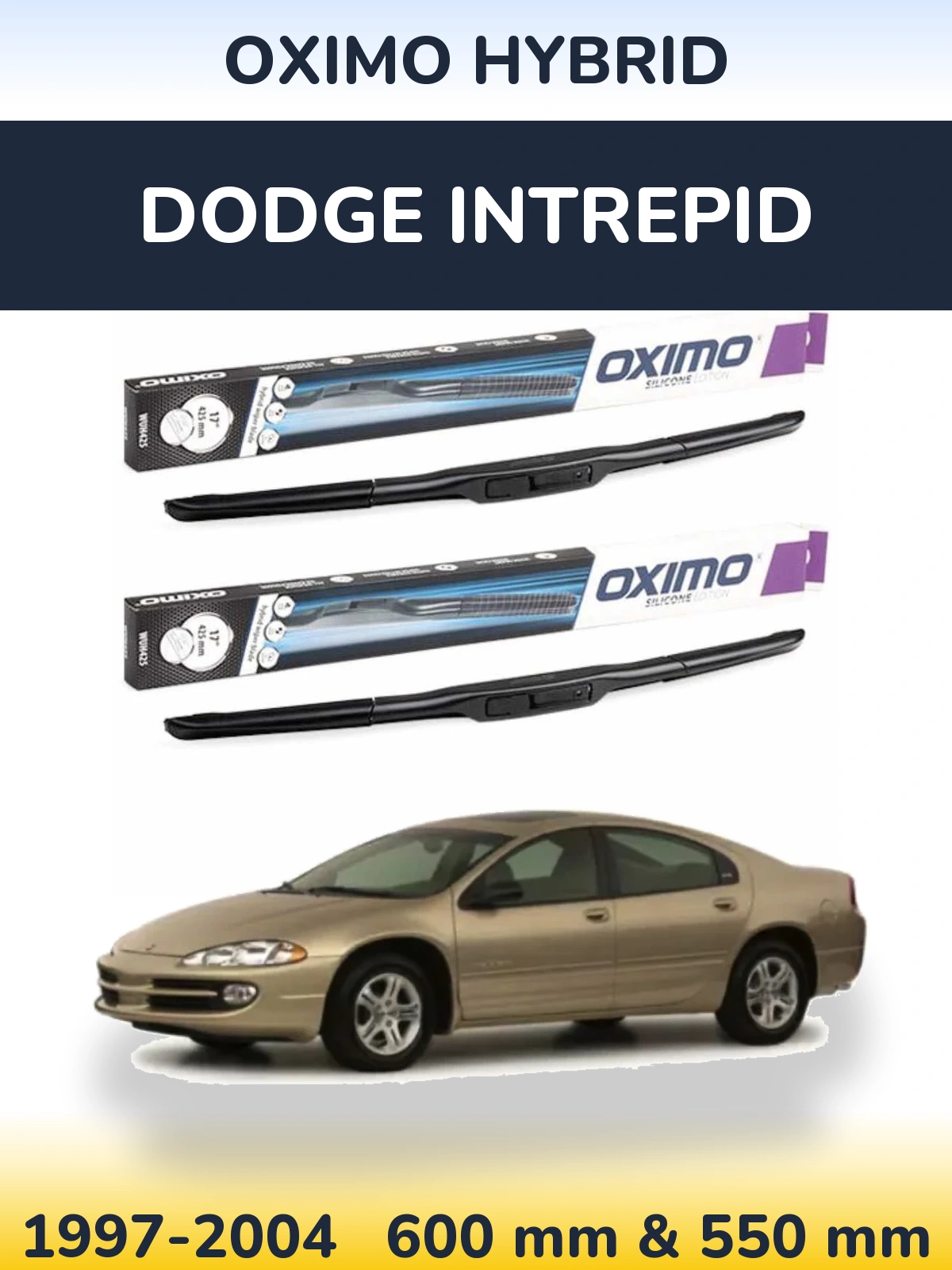 Комплект передніх щіток Oximo Hybrid 600 & 550 мм для Dodge Intrepid 1997-2004