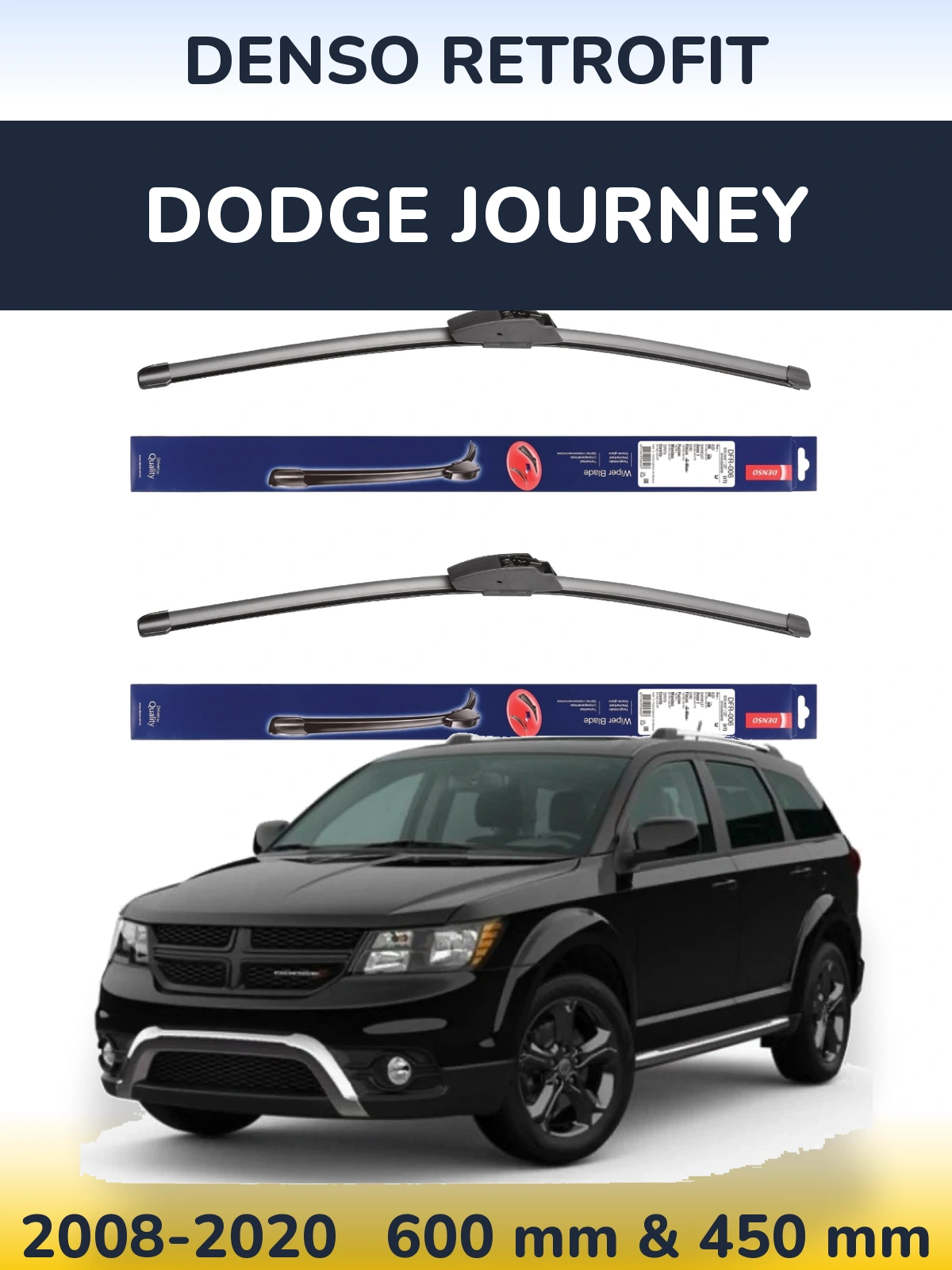 Sada předních stěračů Denso Retrofit 600 a 450 mm pro Dodge Journey 2008-2020