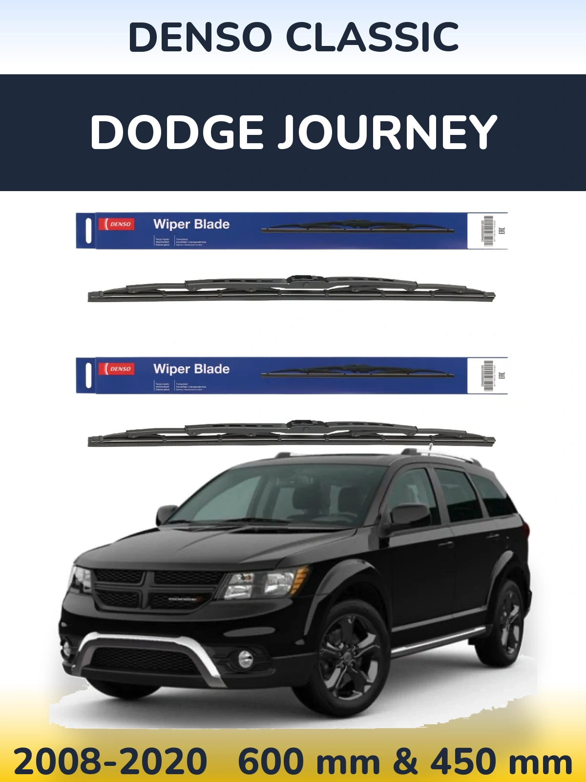 Sada předních stěračů Denso Classic 600 a 450 mm pro Dodge Journey 2008-2020