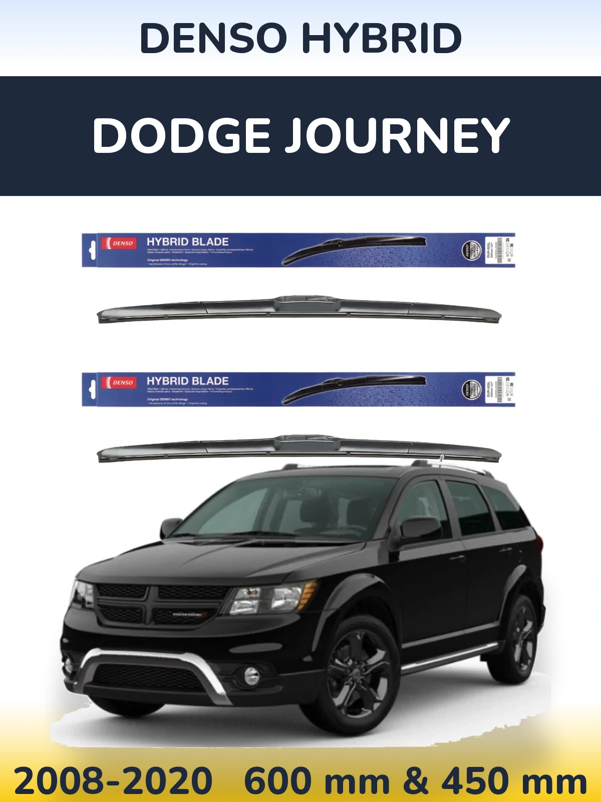 Sada předních stěračů Denso Hybrid 600 a 450 mm pro Dodge Journey 2008-2020