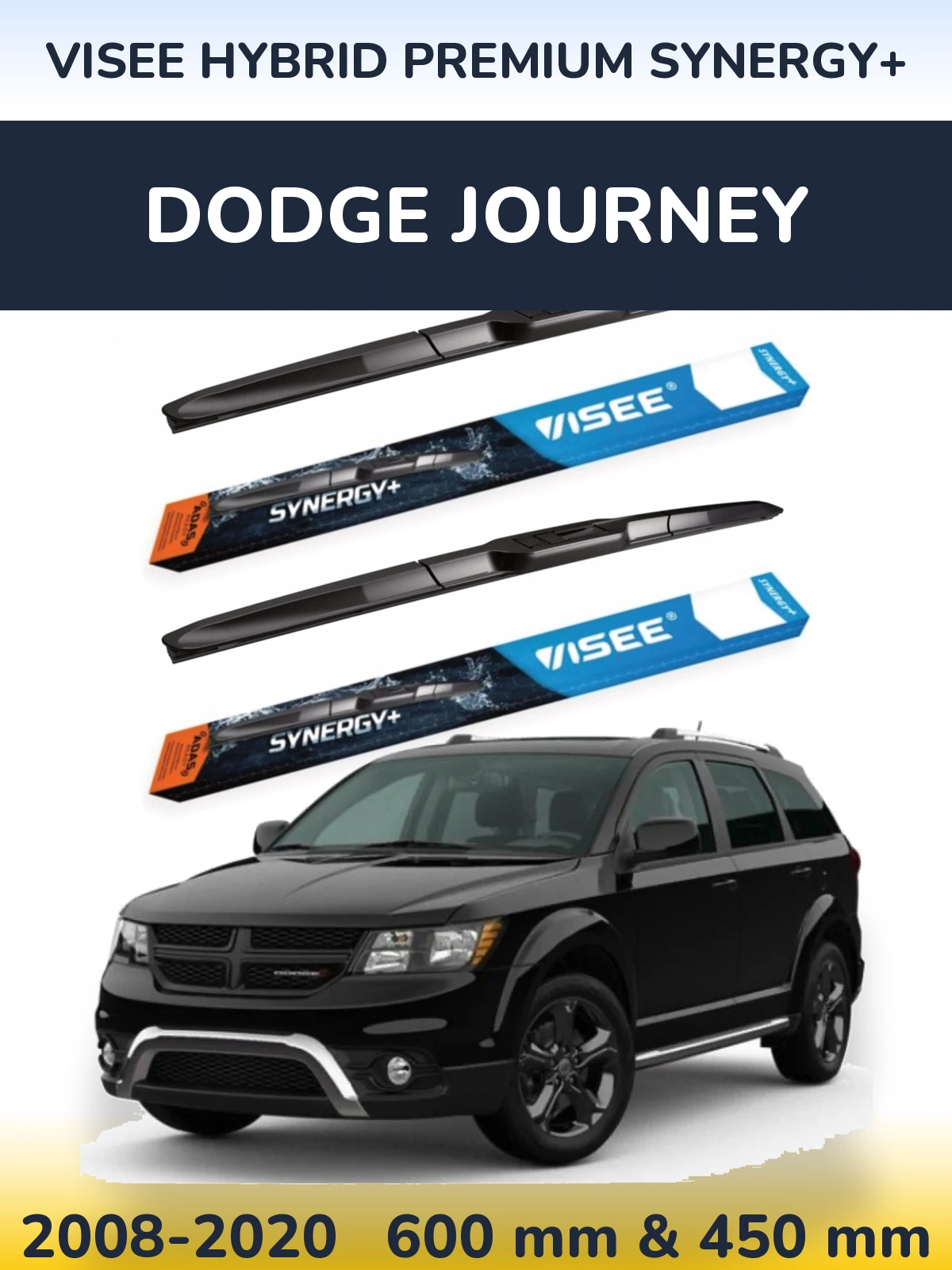 Sada předních stěračů VISEE HYBRID PREMIUM SYNERGY+ 600 a 450 mm pro Dodge Journey 2008-2020