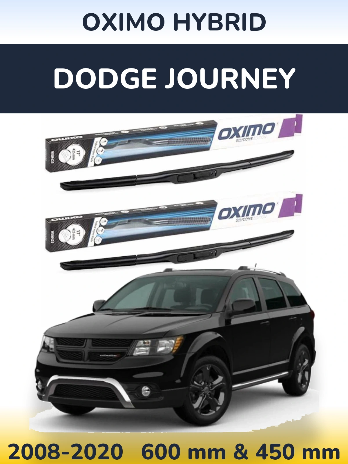 Sada předních stěračů Oximo Hybrid 600 a 450 mm pro Dodge Journey 2008-2020