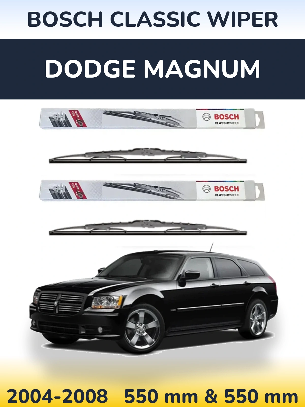 Sada předních stěračů BOSCH Classic Wiper 550 a 550 mm pro Dodge Magnum 2004-2008