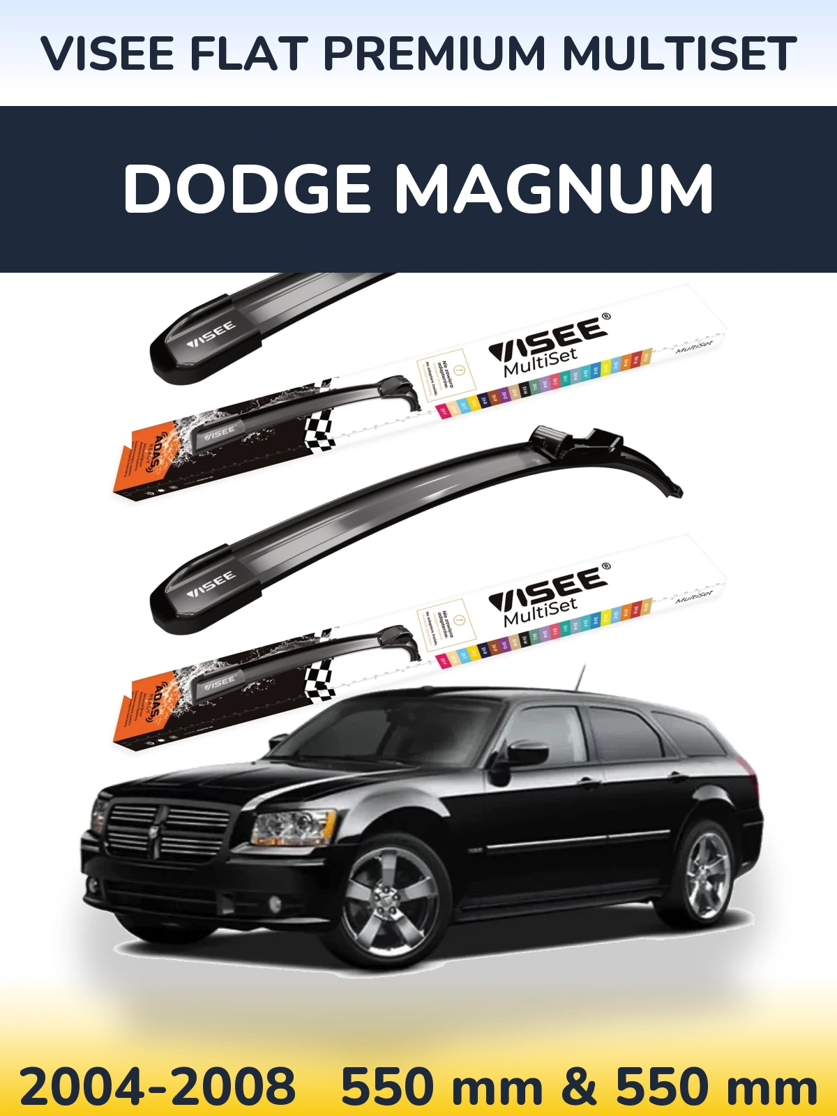 Sada předních stěračů VISEE FLAT PREMIUM MultiSet 550 a 550 mm pro Dodge Magnum 2004-2008