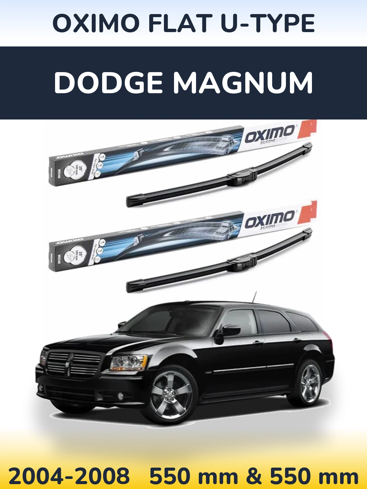 Sada předních stěračů Oximo Flat U-type 550 a 550 mm pro Dodge Magnum 2004-2008