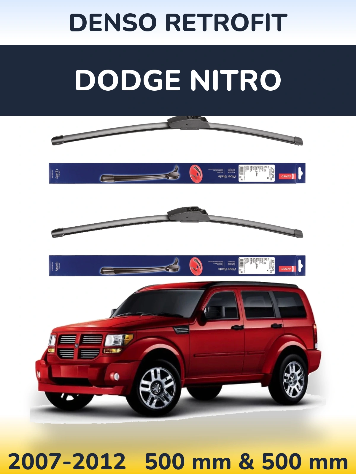 Комплект передніх щіток Denso Retrofit 500 & 500 мм для Dodge Nitro 2007-2012