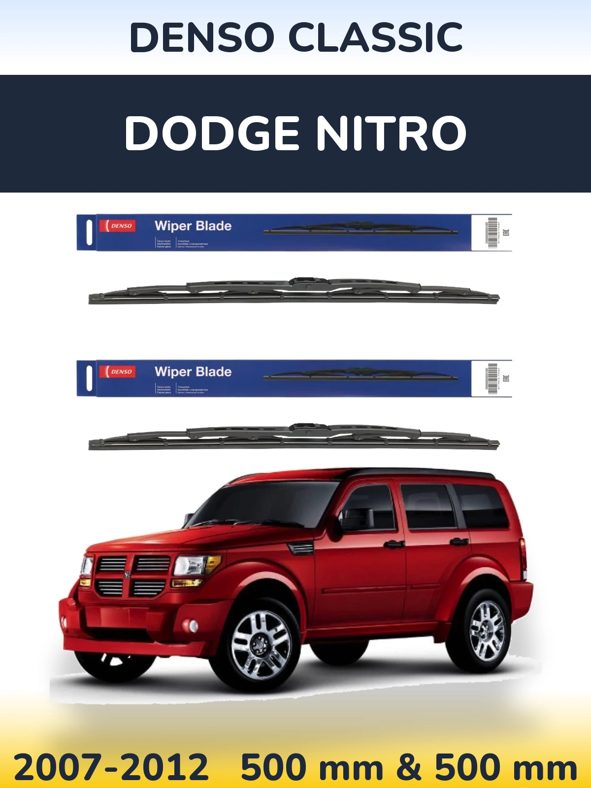 Sada předních stěračů Denso Classic 500 a 500 mm pro Dodge Nitro 2007-2012